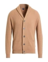 Fedeli Man Cardigan Camel Size 40 Cashmere In Nude