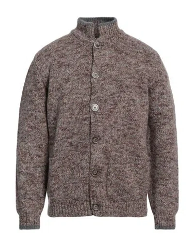 Fedeli Man Cardigan Chocolate Brown Size 40 Virgin Wool, Cashmere, Nylon
