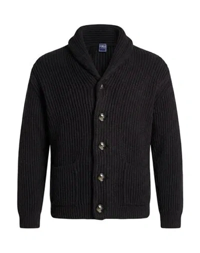 Fedeli Man Cardigan Dark Brown Size 40 Cashmere In Animal Print