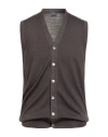 Fedeli Man Cardigan Dark Brown Size 44 Merino Wool