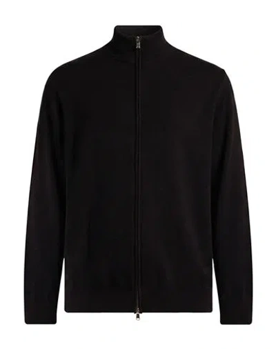 Fedeli Man Cardigan Dark Brown Size 46 Cashmere In Black