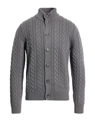 Fedeli Man Cardigan Grey Size 40 Virgin Wool, Cashmere In Gray