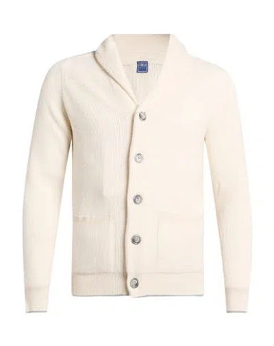 Fedeli Man Cardigan Ivory Size 36 Cashmere In White