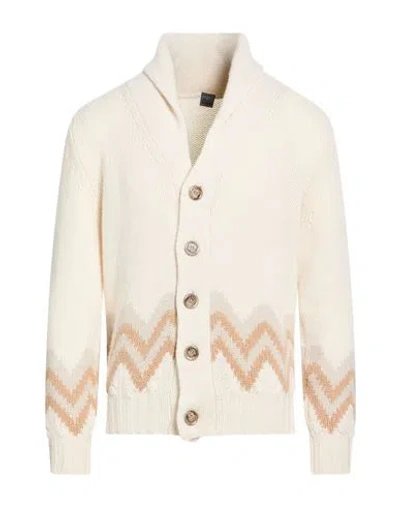 Fedeli Man Cardigan Ivory Size 40 Cashmere In White