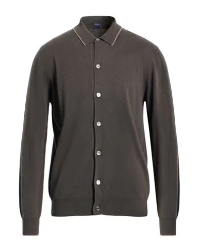 Fedeli Man Cardigan Lead Size 40 Virgin Wool, Cashmere In Gray