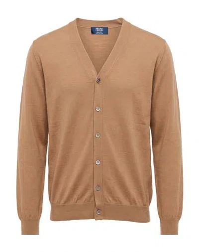 Fedeli Man Cardigan Light Brown Size 44 Virgin Wool