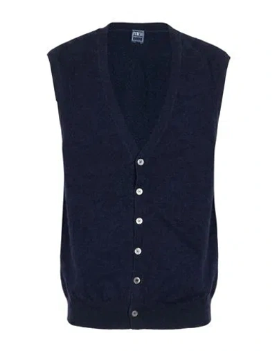 Fedeli Man Cardigan Midnight Blue Size 44 Cashmere