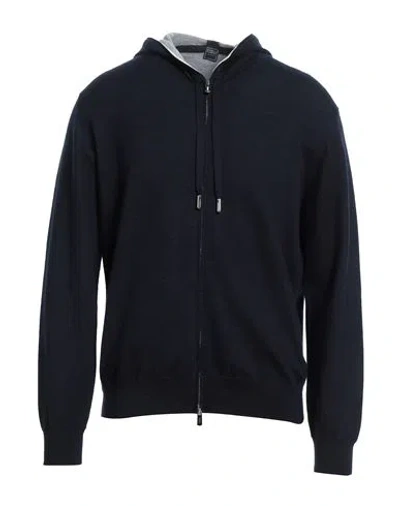 Fedeli Man Cardigan Midnight Blue Size Xl Cashmere, Silk