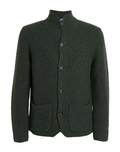 Fedeli Man Cardigan Military Green Size 40 Cashmere, Wool In Black