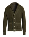Fedeli Man Cardigan Military Green Size 42 Merino Wool In Green