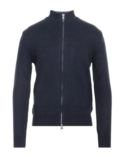 Fedeli Man Cardigan Navy Size 42 Cotton, Polyester In Blue