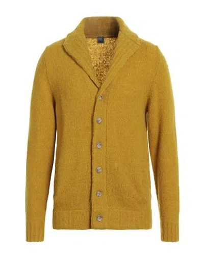 Fedeli Man Cardigan Marigold Size 36 Virgin Wool, Cashmere, Polyamide In Yellow