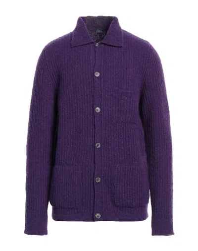 Fedeli Man Cardigan Purple Size 40 Virgin Wool, Cashmere, Polyamide