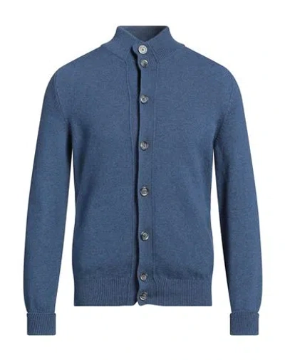 Fedeli Man Cardigan Slate Blue Size 40 Cashmere