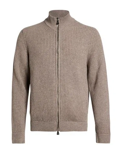 Fedeli Man Cardigan Taupe Size 40 Cashmere In Brown
