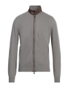 Fedeli Man Cardigan Taupe Size 40 Cashmere, Lambskin In Grey