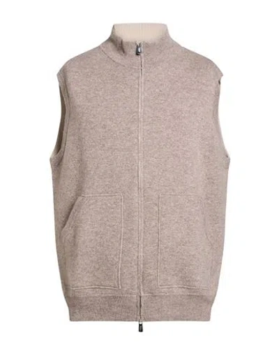 Fedeli Man Cardigan Taupe Size M Cashmere In Gray
