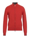 Fedeli Man Cardigan Tomato Red Size 40 Cashmere In Tomato Red