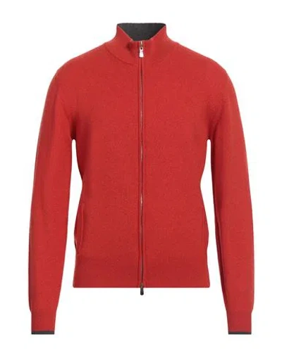 Fedeli Man Cardigan Tomato Red Size 40 Cashmere