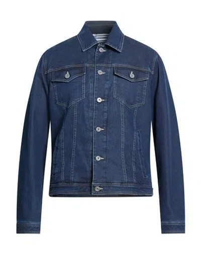 Fedeli Man Denim Outerwear Blue Size 40 Cotton, Modal, Elastane