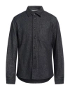 Fedeli Man Denim Shirt Blue Size 40 Wool, Cotton, Cashmere, Elastane In Blue