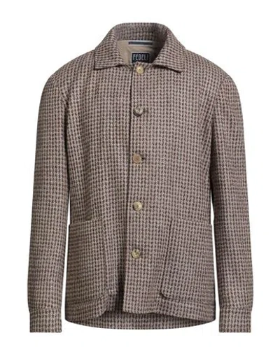 Fedeli Man Jacket Beige Size 40 Wool, Alpaca Wool, Nylon In Brown