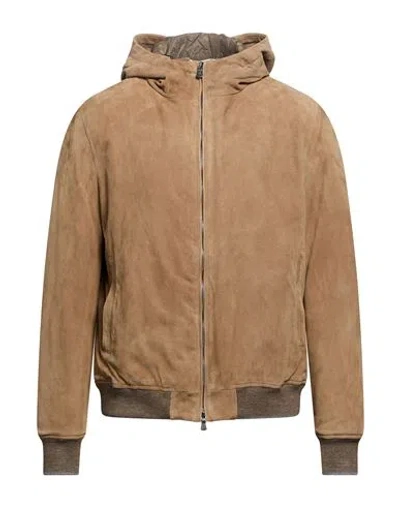 Fedeli Man Jacket Camel Size 40 Leather In Brown