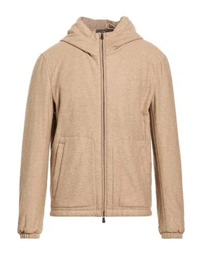 Fedeli Man Jacket Sand Size 40 Cashmere In Brown