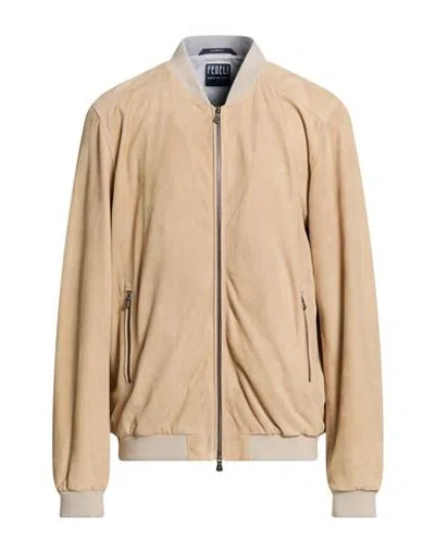 Fedeli Man Jacket Sand Size 46 Lambskin, Cotton In Beige