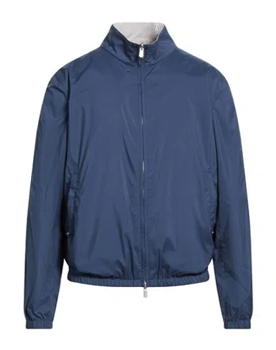 Fedeli Man Jacket Slate Blue Size 40 Polyester