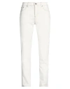 Fedeli Man Jeans Ivory Size 38 Cotton, Elastane In White