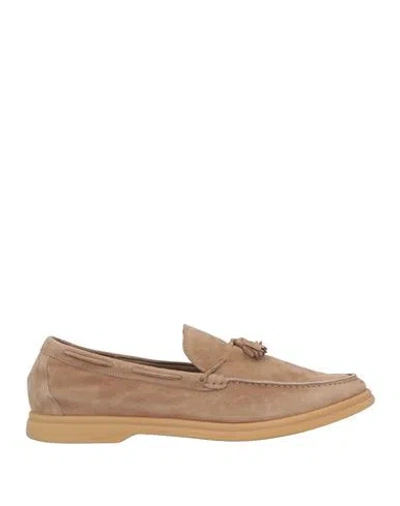 Fedeli Man Loafers Light Brown Size 7.5 Leather In Beige