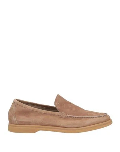 Fedeli Man Loafers Light Brown Size 8.5 Leather In Beige