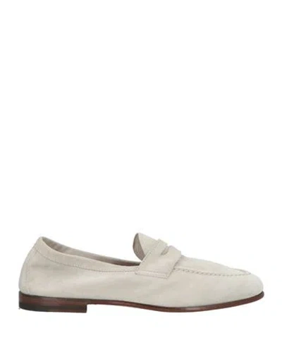 Fedeli Man Loafers Light Grey Size 7 Leather In Gray