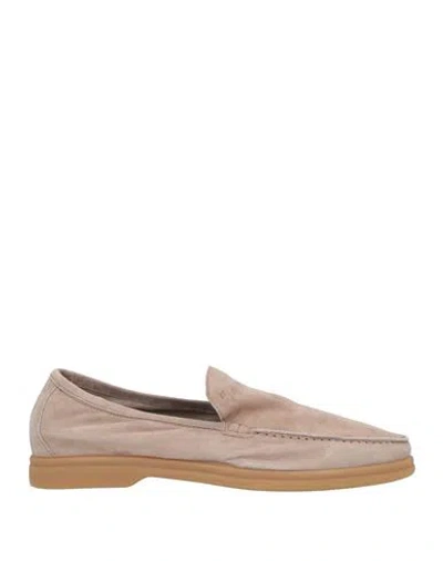 Fedeli Man Loafers Taupe Size 7.5 Leather In Grey