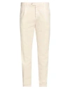 Fedeli Man Pants Ivory Size 35 Cotton, Cashmere, Elastane In Beige