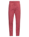 Fedeli Man Pants Brick Size 40 Cotton, Cashmere, Elastane In Red