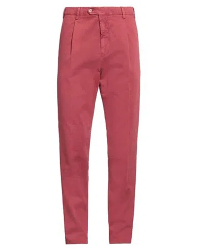 Fedeli Man Pants Brick Size 40 Cotton, Cashmere, Elastane In Red