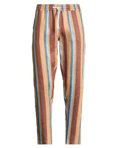 Fedeli Man Pants Brown Size M Linen, Polyamide