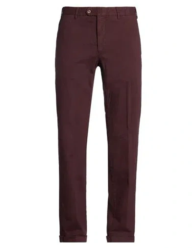 Fedeli Man Pants Burgundy Size 34 Cotton, Cashmere, Elastane In Multi