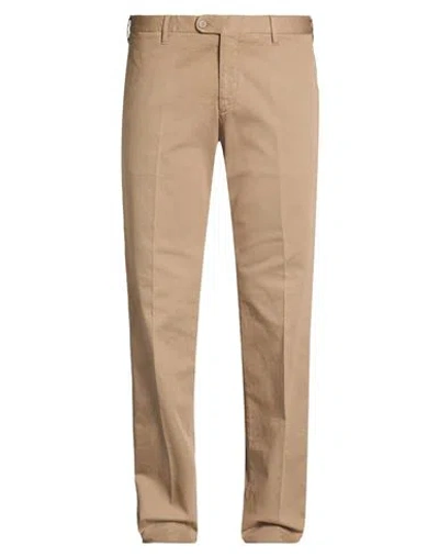 Fedeli Man Pants Camel Size 40 Cotton, Elastane In Neutral