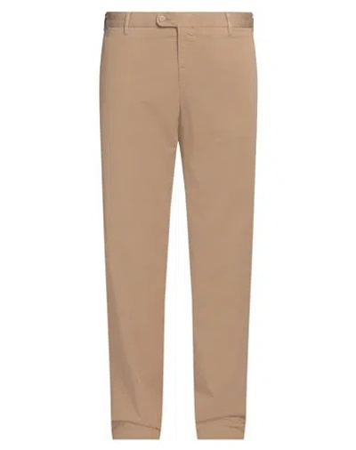 Fedeli Man Pants Camel Size 42 Cotton, Cashmere, Elastane In Beige