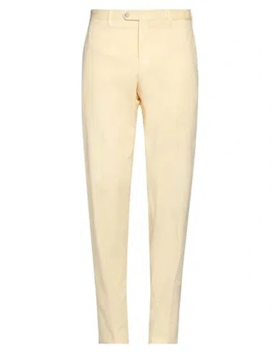 FEDELI FEDELI MAN PANTS PASTEL YELLOW SIZE 35 COTTON, CASHMERE, ELASTANE