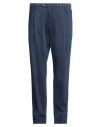 Fedeli Man Pants Navy Size 42 Cotton, Cashmere, Elastane In Blue