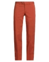 Fedeli Man Pants Orange Size 42 Cotton, Elastane