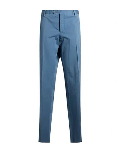 Fedeli Man Pants Slate Blue Size 40 Cotton, Elastane