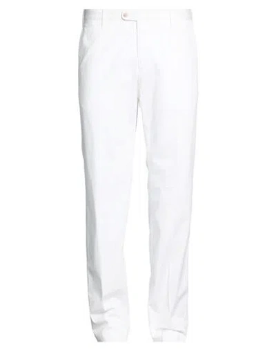 Fedeli Man Pants White Size 38 Cotton, Elastane