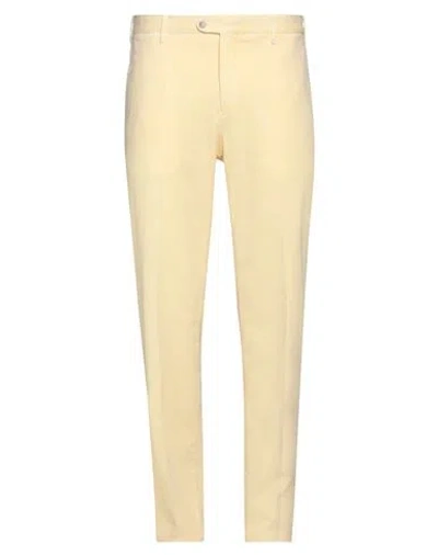 Fedeli Man Pants Pastel Yellow Size 35 Cotton, Cashmere, Elastane