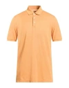 Fedeli Man Polo Shirt Apricot Size 40 Cotton In Orange