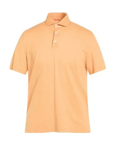 Fedeli Man Polo Shirt Apricot Size 44 Cotton In Orange